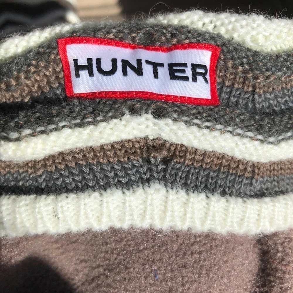 HUNTER Brown Chevron Knit Boot Socks